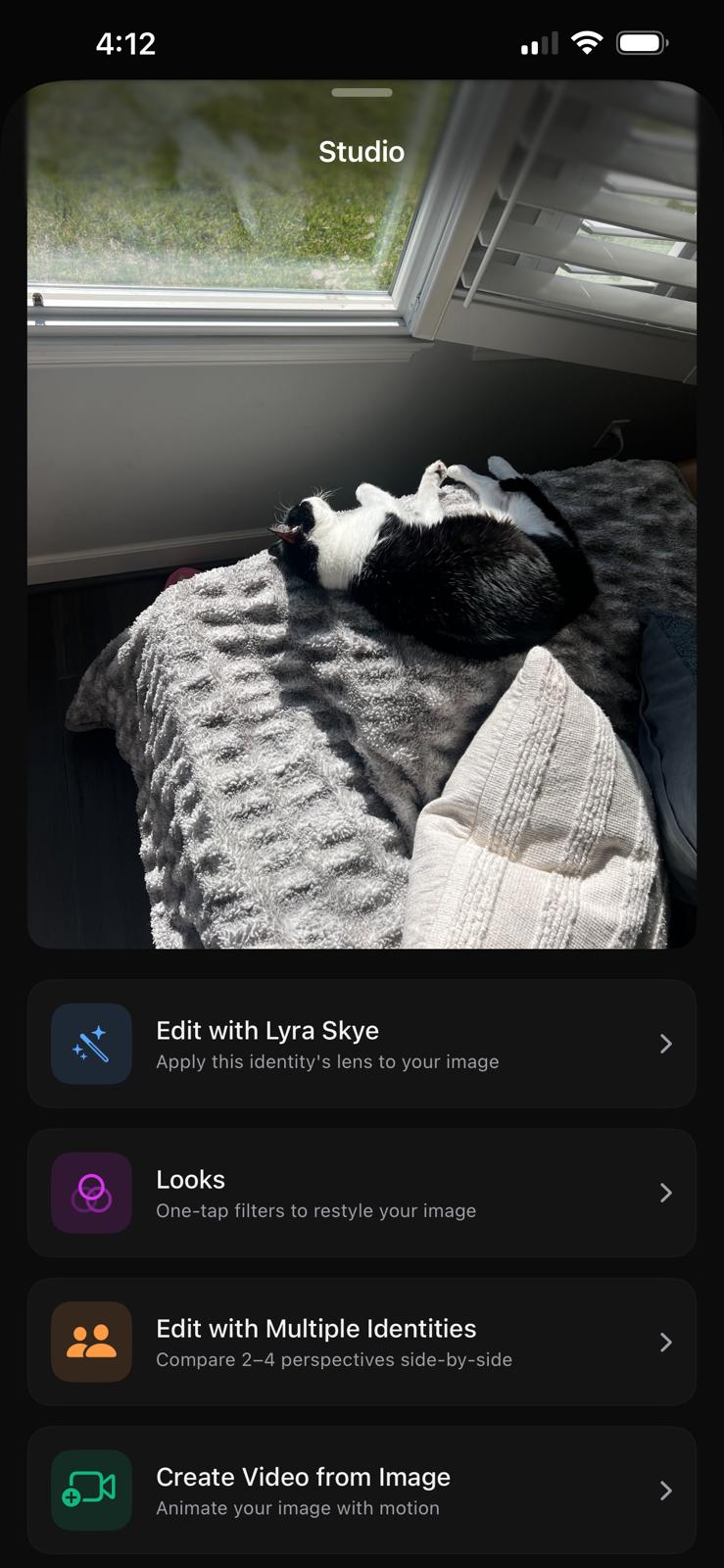 Studio — edit your own photo through an identity's perspective